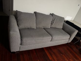 Gray Fabric 3-Seat Sofa with Cushions
