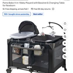 Black Baby Playpen/ Diaper Changing Station 