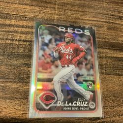 2024 Topps Chrome Elly De La Cruz Rookie Refractor Baseball Card Cincinnati Reds Rising Star 