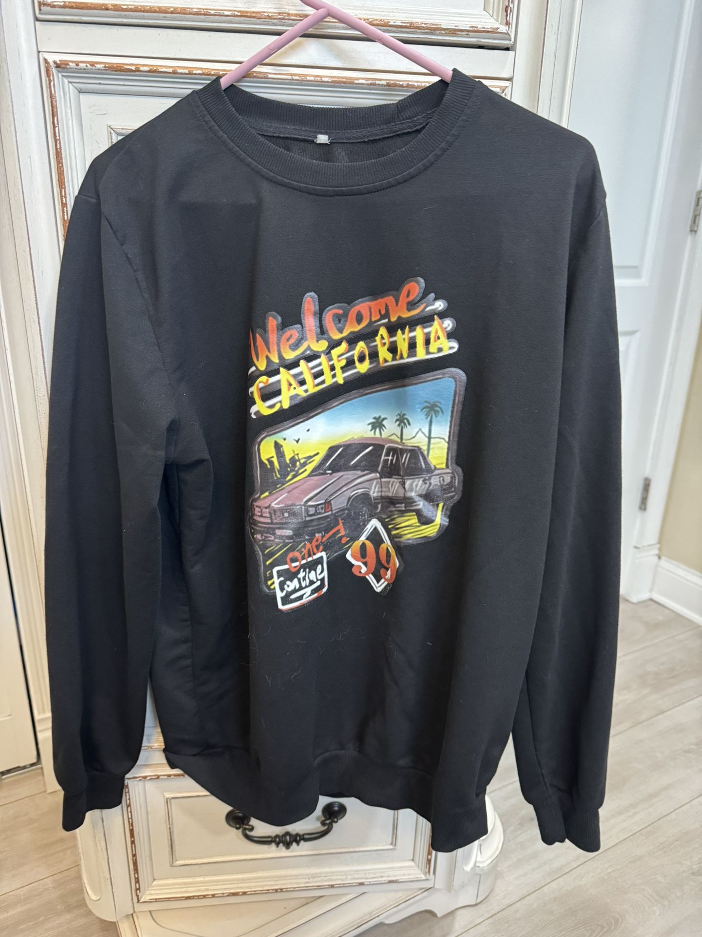 SHEIN Black Welcome Men Sweatshirt Size Medium
