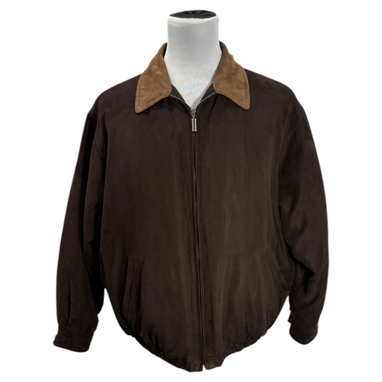 Weatherproof Men's Brown Microsuede Lined Bomber Jacket Full Zip Pockets Size XL