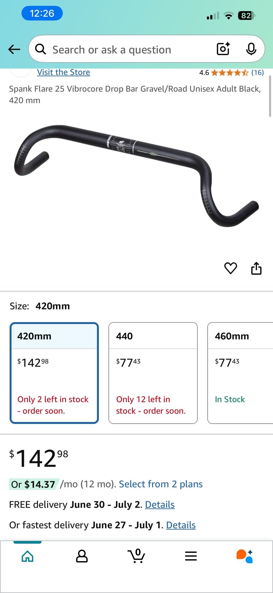 Spank Flare 25 Vibrocore Drop Bar Gravel/Road Unisex Adult Black, 420 mm