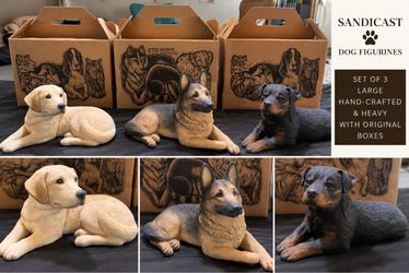 Vintage Sandicast Collectible Dog Figurines – Set of 3 with Original Boxes
