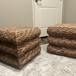 Pair Of Wicker Ottomans