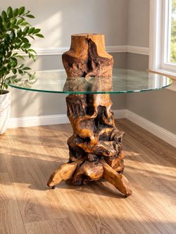 One-of-a-Kind Handcrafted Wood & Glass Table – Custom Made