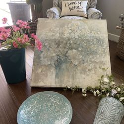 Home Decor Bundle - Vase, Painting, Hanging Vase, And Glass Bowl