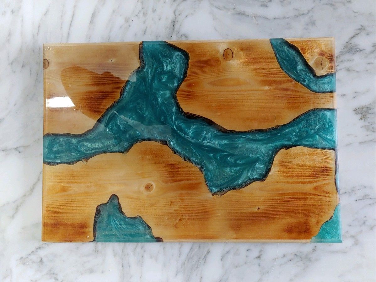 Wood and epoxy cutting board / serving tray / cheese board.