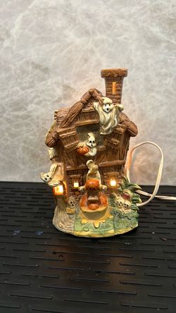 Halloween Haunted House Ceramic Light-Up Figurine