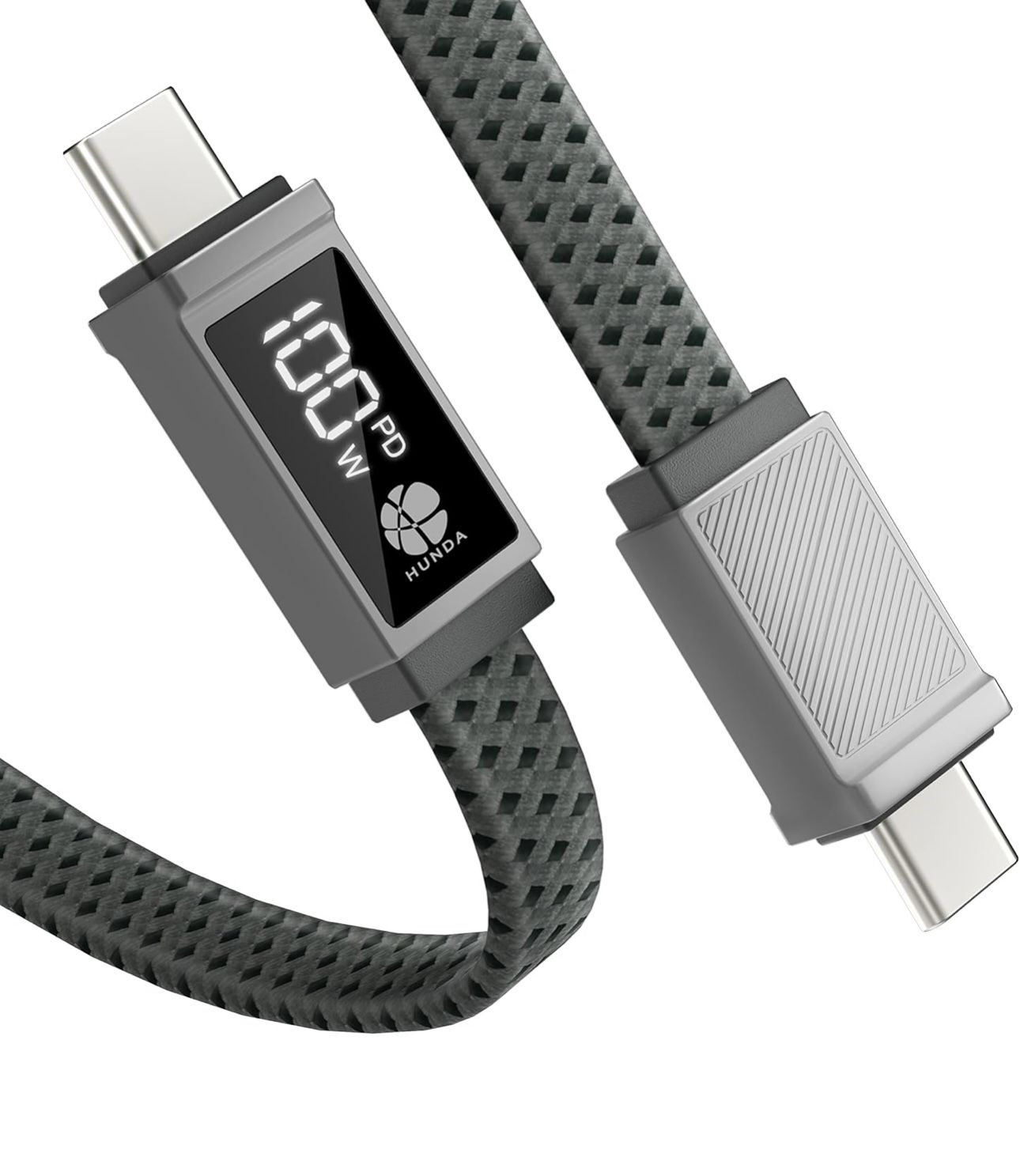 USB C to USB C Cable 100W, USBC Cable with Display [6.56FT] Flat Braided Anti-Tangle Type C Cord for MacBook Pro, iPhone 15 Pro Max, Samsung Galaxy S2