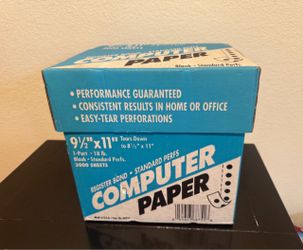 Continuous Feed Computer Paper 9.5" x 11" (3000 Sheets) - Brand New Box
