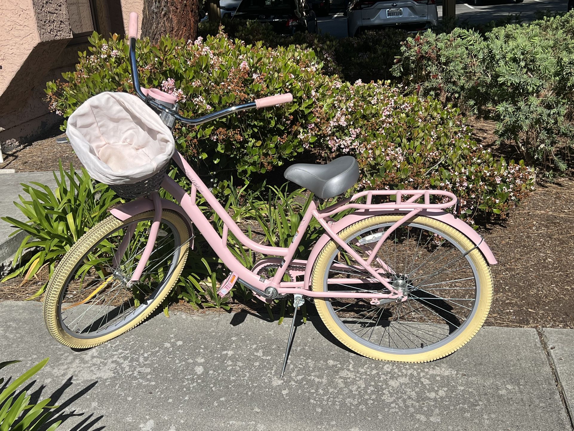 Pink 26” Beach Cruiser Bike w/ Basket