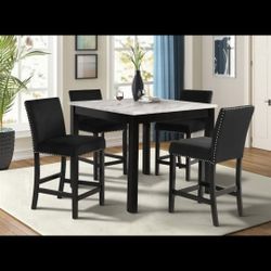 Brand New 5pc BK/WH Counter Height Dining Set