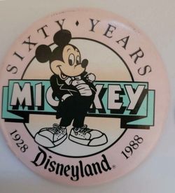 Vintage Mickey's 60th Birthday DLR 1 Disney Button Pin 14020