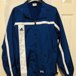Adidas Jacket Special Edition Made for iFC Channel RN# 88387 CA# 40312 Blue with White Stripes Warm-Up Track Jacket Men's Large