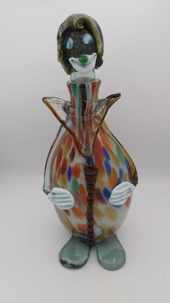 15" Vintage Murano Style Glass Clown Decanter