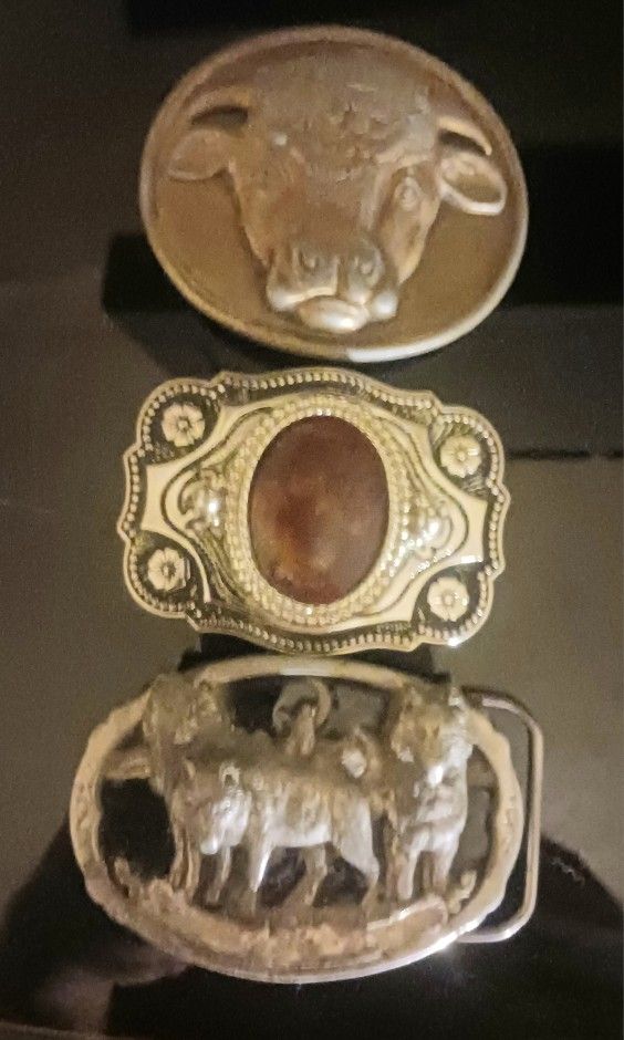 Real Nice Lot Of 3 Vintage Belt Buckles...
