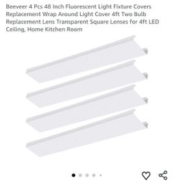 5665: 4 Pcs 48 Inch Fluorescent Light Fixture Covers Replacement Wrap Around Light Cover 4ft Two Bulb Replacement Lens Transparent Square Lenses for 4
