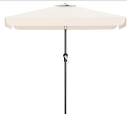 6.5 x 10 FT Rectangular Valance Patio Umbrella, Outdoor Umbrella with Tilt and Crank, Market Table Umbrellas W/ 6 Ribs UV Protection for Garden, Deck,