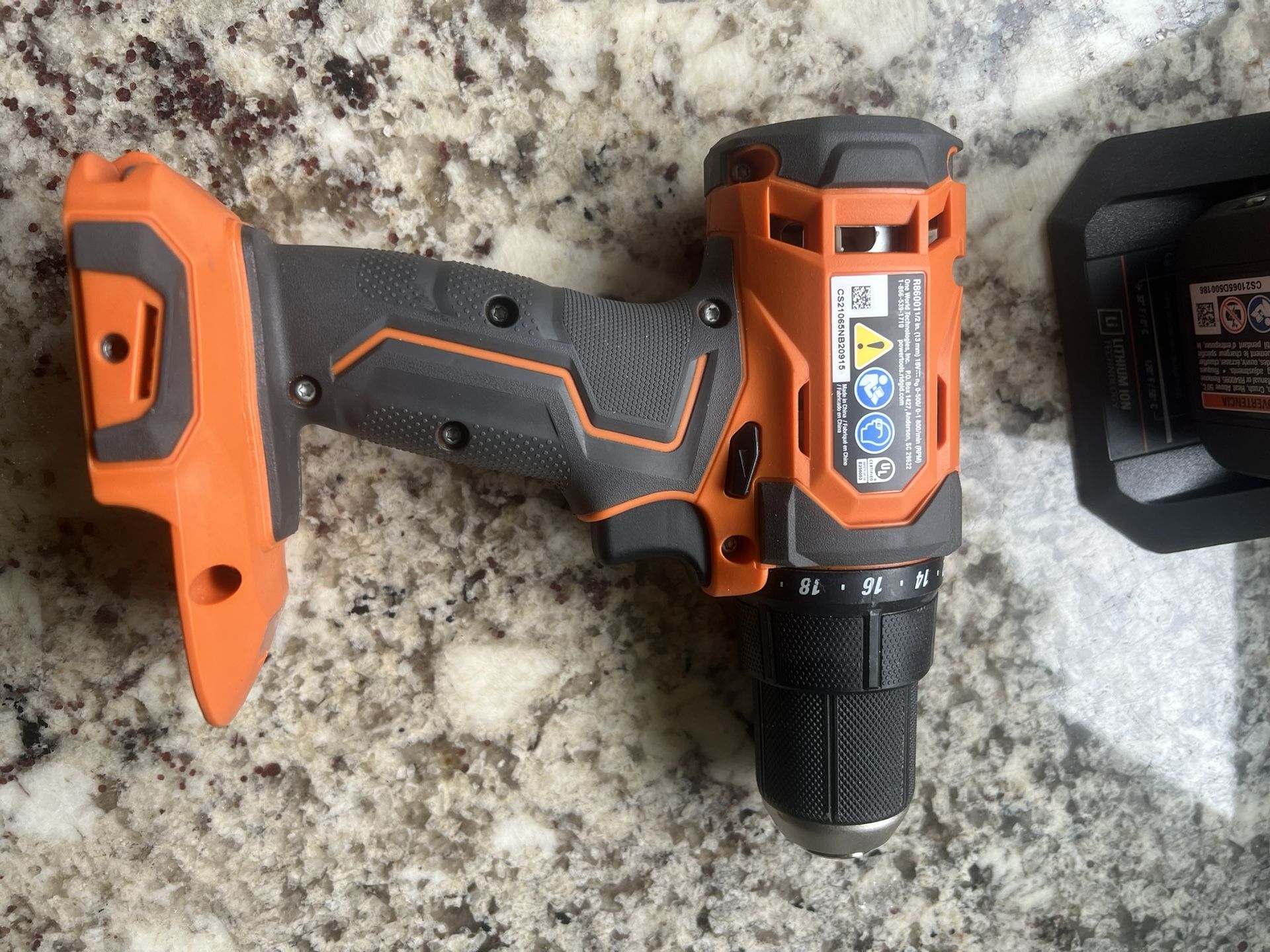 Rigid 18 V Cordless Drill With battery And  Dewalt Drill bits