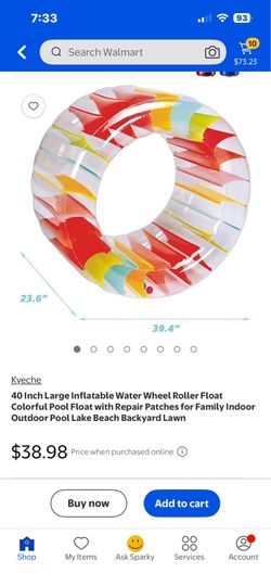 Inflatable roller wheel pool toy