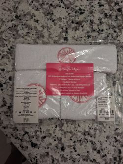NIP Lilly Pulitzer Resort White Headband and 2 Wristbands Set Pink Embroidered