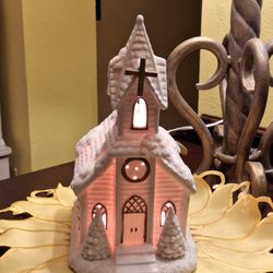 White Christmas Church Night Light