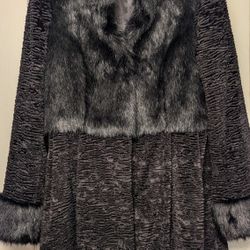 Donna Salyer's Fabulous Furs Mid Length Faux Fur Coat Black Women's 