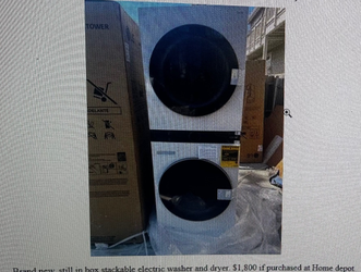 27" White LG washer and electric dryer with smart features
