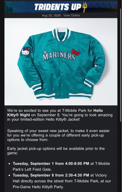 3 mariners tickets 09/08- 1 hello kitty jacket