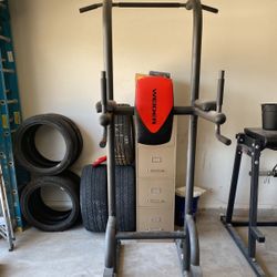 Weider Power Tower with Four Workout Stations and 300 lbs User Capacity