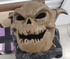 Home Depot "Molten Jack" Skull Pumpkin Blow Mold Halloween Prop - 12"