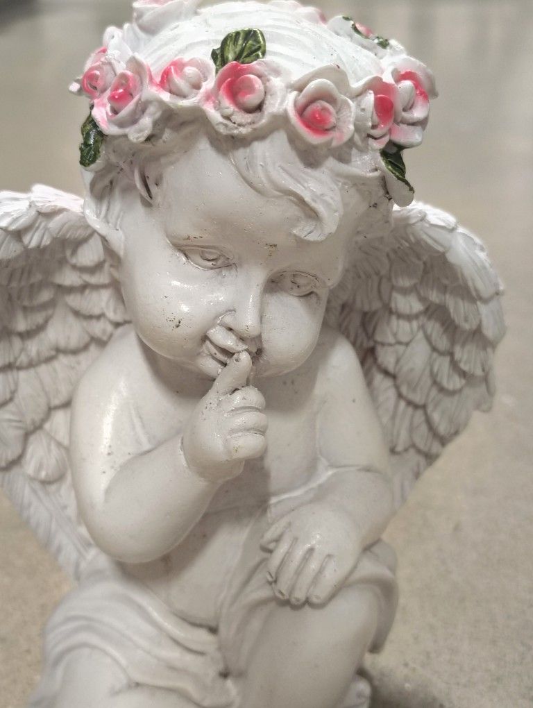 Lot of 3 Angel Girl Baby Shower Gift Cherub Statue Memorial Pink Halo