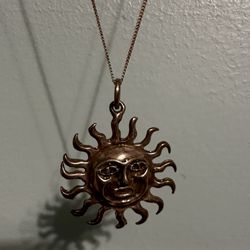 Real Silver Necklace With Silver Sun 