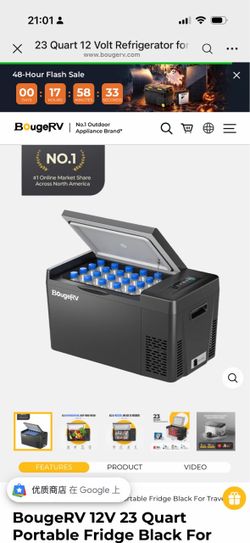 BougeRV 12V 23 Quart Portable Fridge Black For Travel