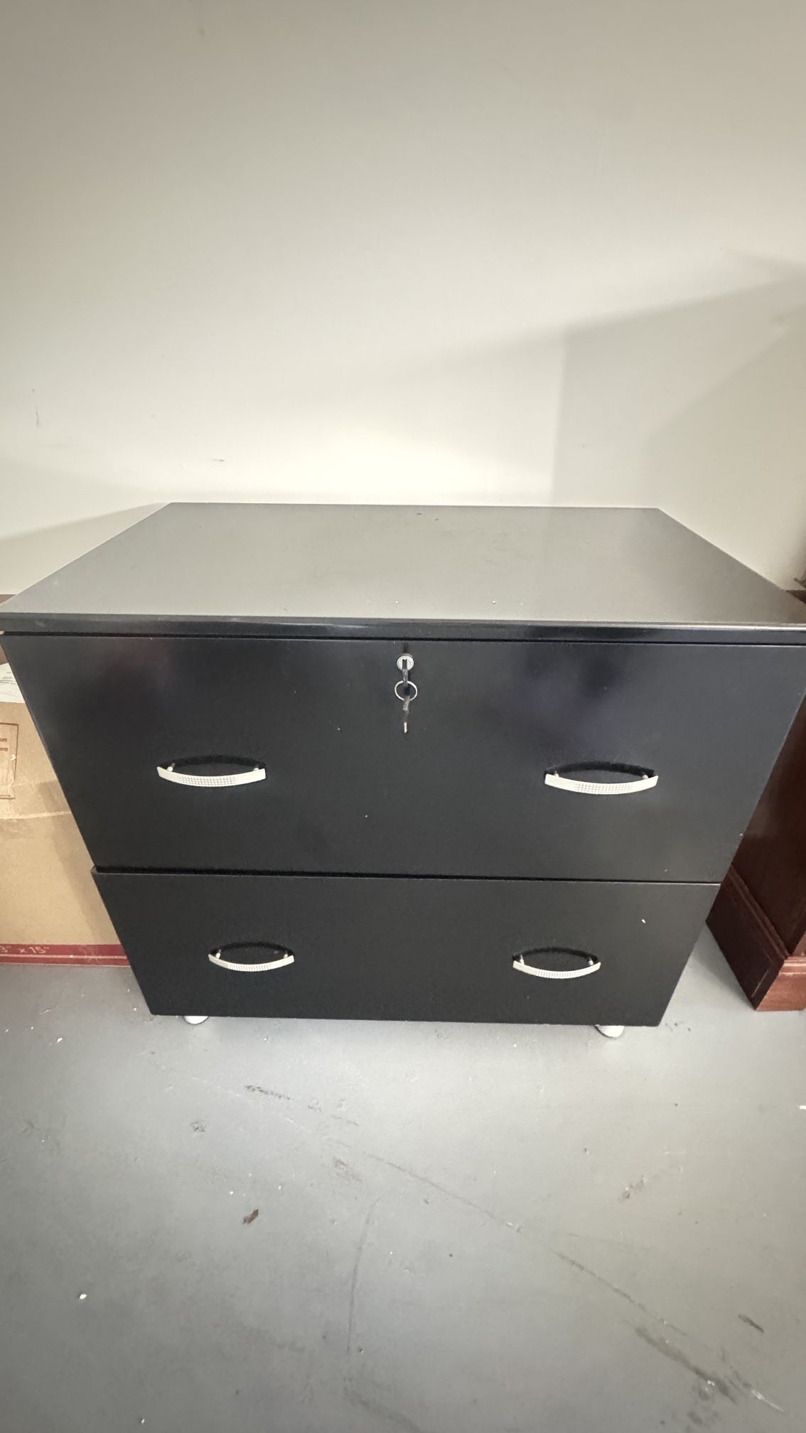 Black 2-Drawer Metal Filing Cabinet