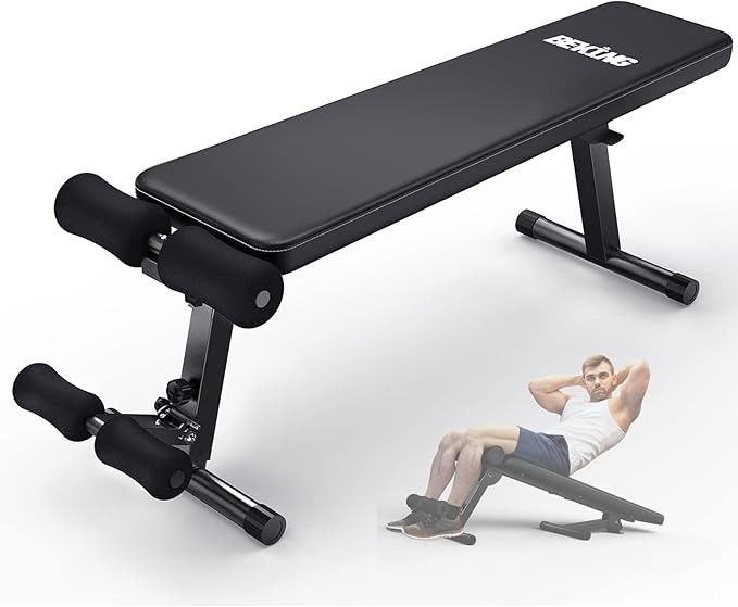 Bekiing Flat Weight Bench, 2-In-1 Workout Adjustable Bench