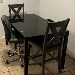 Solid Black Glass Table