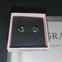 MOISSANITE STUDS 2CT 6.5MM  1CT X 2 18K/925SS GRA REPORT PASSES DIAMOND TESTER!