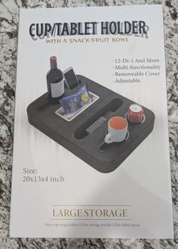 Couch Cup Holder& Snack Tray - Non-Slip Sofa Caddy For Drinks Remote & More