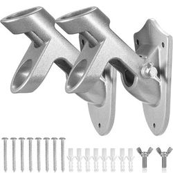 2-Pack Aluminum Alloy Flag Pole Brackets with Screws - Silver - New