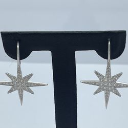 14K  W/Gold Fancy  Diamond Earrings. New 