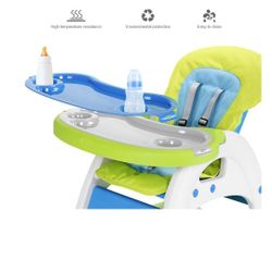 3 in 1 Baby HighChair Convertible Toddler Feeding Play Booster Seat ,Safety Belt