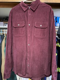 Burgundy Corduroy Button-Up Shirt
