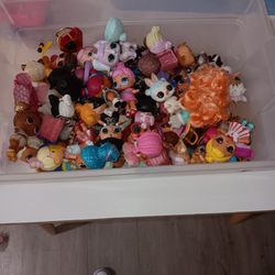 Tub  Of Small LOL Dolls And Pets