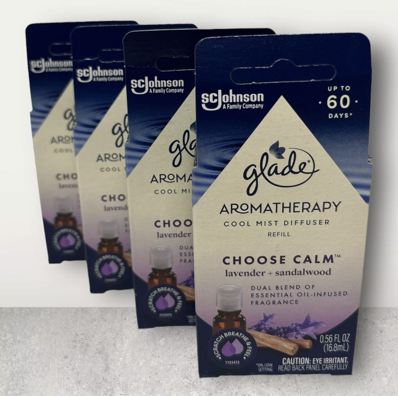 4 PACK Glade Aroma Therapy Refills Lavender + Sandalwood Scent 