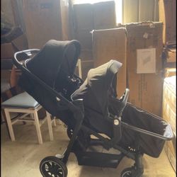 Double Stroller for Twins Infant & Toddler, Foldable Tandem with 5-Point Safety Harness, Convertible Twin to Single Stroller, Compact Lightweight Desi