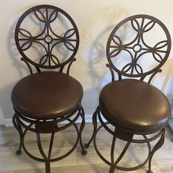 Ornate Set of Two (2) Swivel Counter Stools!