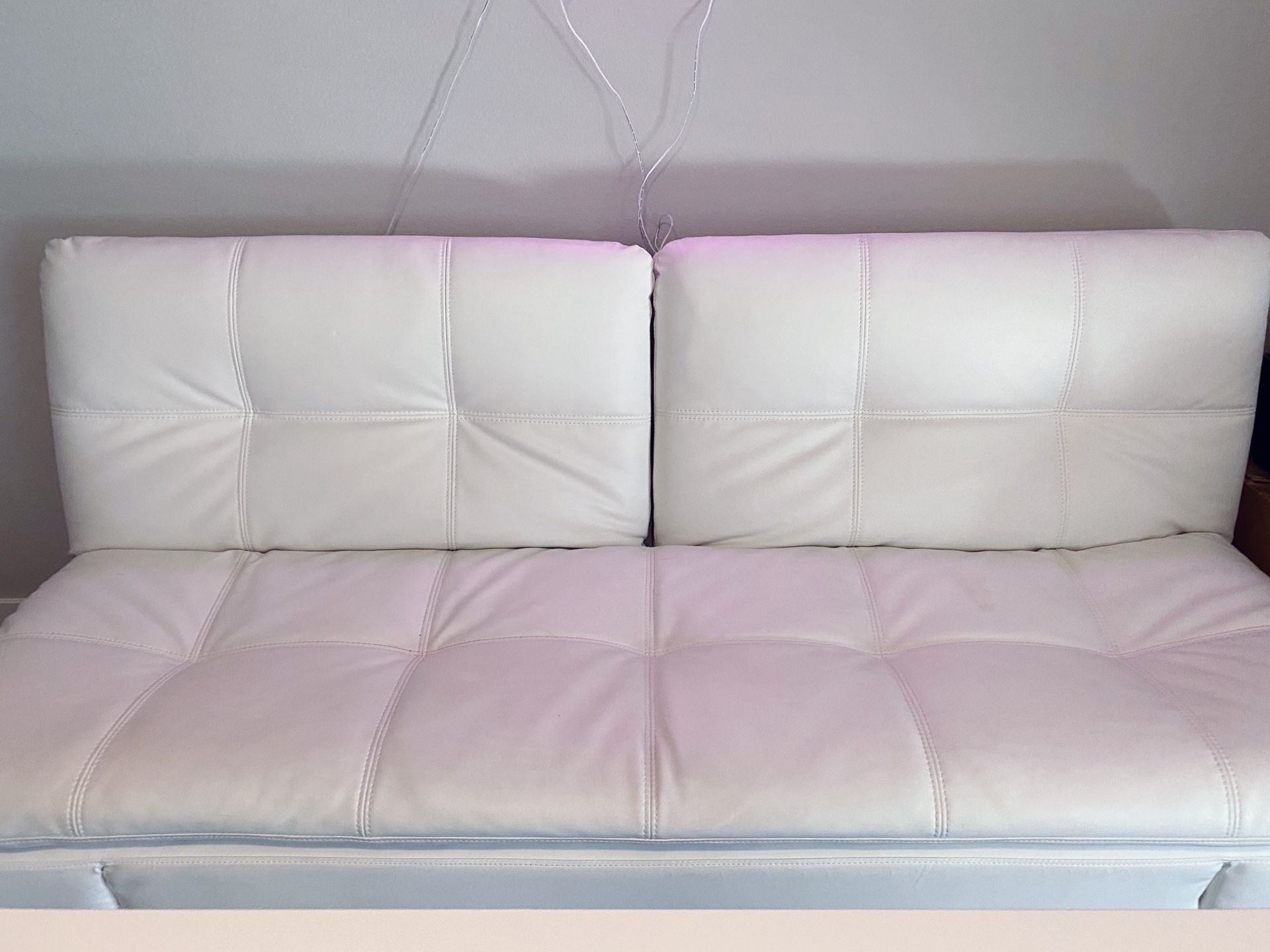 White Modern Sofa / Futon / Sleeper Queen - Modern Leather SO COMFY