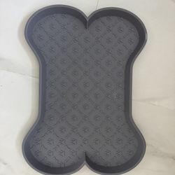 PET PLATTER PAW SHAPE DOG PUPPY FEEDING FOOD BOWL PLACE MAT NAVY BLUE 2 SIZES