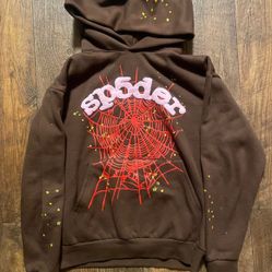 2 Sp5der Hoodies Grey and Green,Brown And Pink